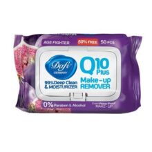 دستمال پاک کننده آرایش دافی مدل AGE FIGHTERING Q10 PLUS بسته 50 عددی