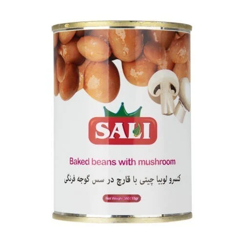 کنسرو لوبیا چیتی با قارچ سالی مقدار 395 گرم