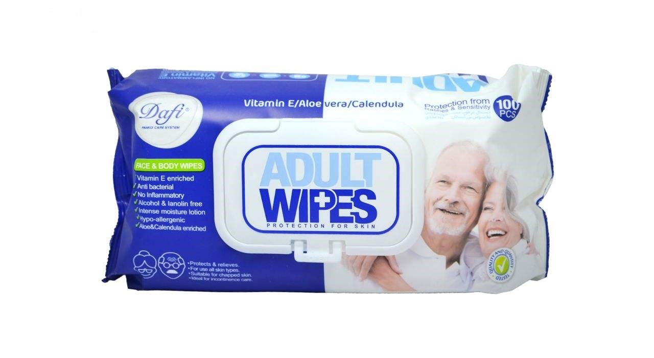 دستمال مرطوب دافی مدل Adult Wipes بسته 100 عددی