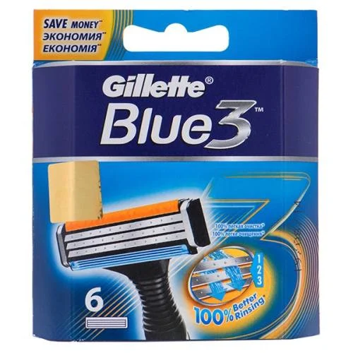 تیغ یدک 6 عددی ژیلت مدل Blue 3 1 تیغ یدک 6 عددی ژیلت مدل Blue 3