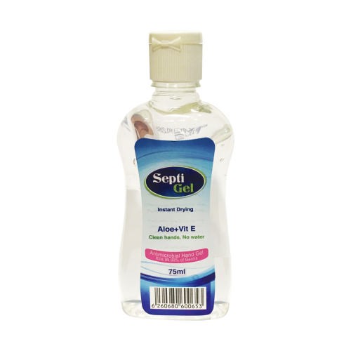 ژل ضد عفونی دست بدون آب سپتی ژل مدل Aloevera حجم 75 میلی لیتر