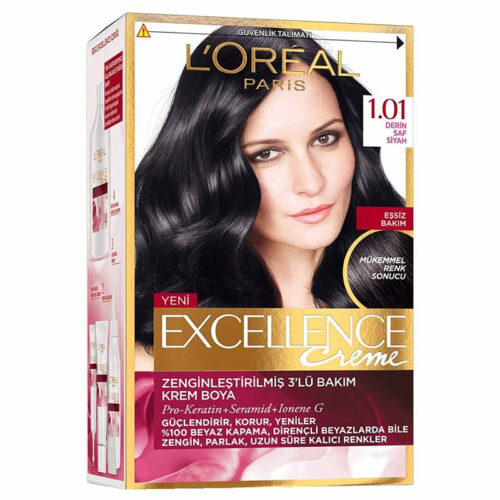 کیت رنگ مو لورآل سری Excellence شماره 1.01 حجم 48 میلی لیتر رنگ مشکی