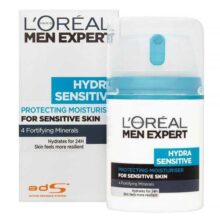 کرم مرطوب کننده لورآل سری Men Expert مدل Hydra Sensitive حجم 50 میلی لیتر